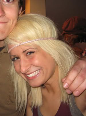 blonde hair with brown chunks. Her hair is a soft rown with