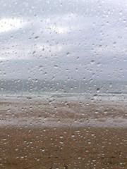 vw camper rain fistral beach car park newquay