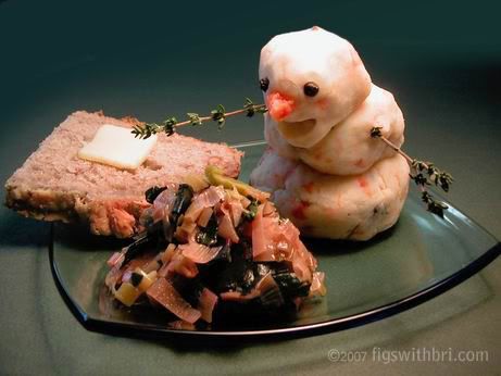 Mashed Carrot, Celeriac, Potato Snowman 