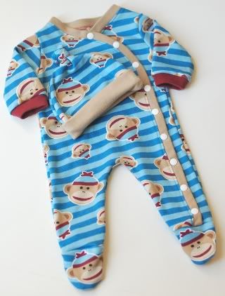 Sock Monkies Jamie Jumper with Footies and Beanie  Size  0-3 months