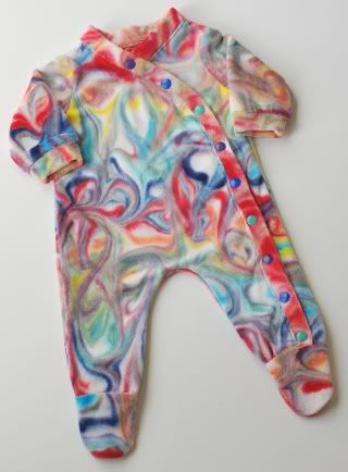 Rainbow Swirl Dyed OVB Jamie Jumper with Footies size  0-3 months