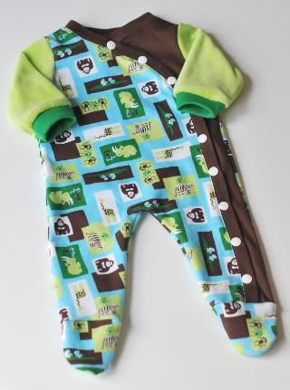 Mint Chocolate Zoo Jamie Jumper with Footies size  0-3 months