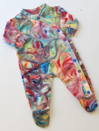 Rainbow Swirl Dyed OVB Jamie Jumper with Footies size  0-3 months