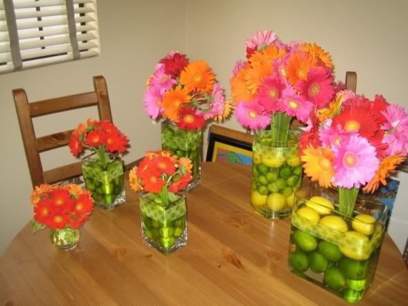 Centerpieces w fruit wedding Momsb Dayflowers