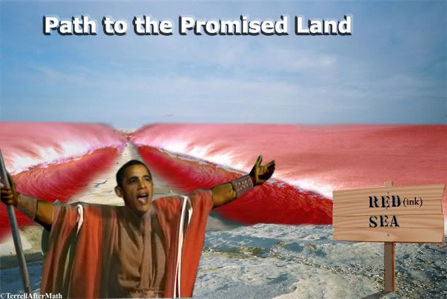 Obama Red Ink Sea