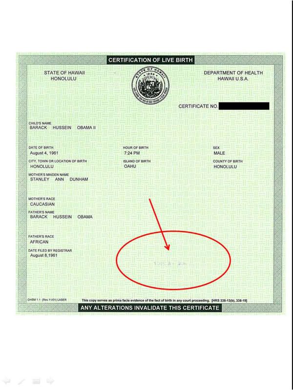 BO Birth Certificate Example 1