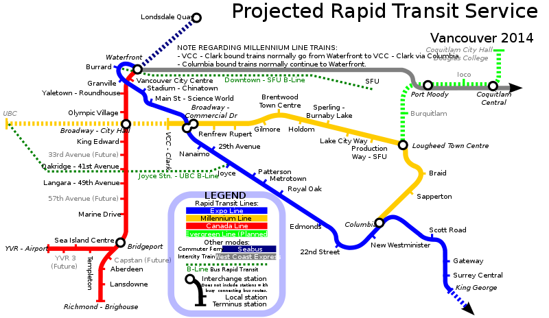 Google map of SkyTrain Lines