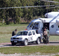 United Nations truck and Helo
