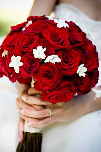 Our bands Both white gold My bouquet 16 red roses 