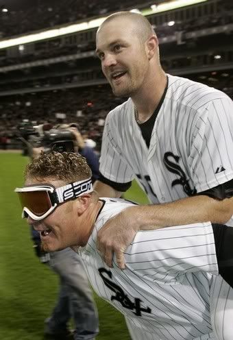John Danks John Danks getting carried after carrying his team to October
