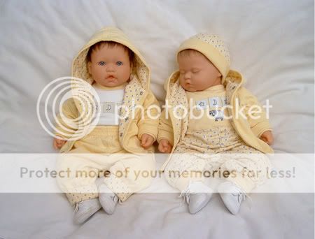 Aiden and Evan in cute coordinating outfits from Gymborees Cradle Gym 