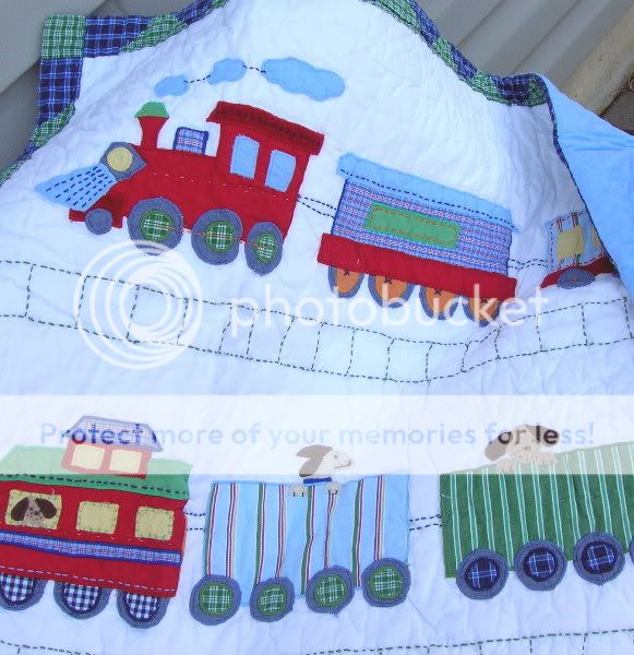 Pottery Barn Kids Train Junction Dog Toddler Crib Quilt