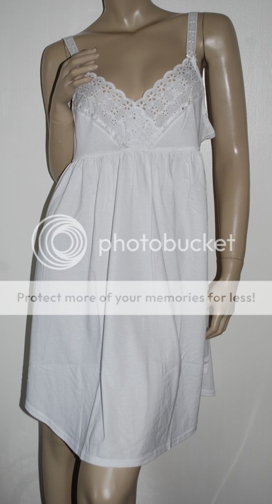 New VICTORIAS SECRET Size L Nightgown White Cotton Knit Eyelet Trim ...